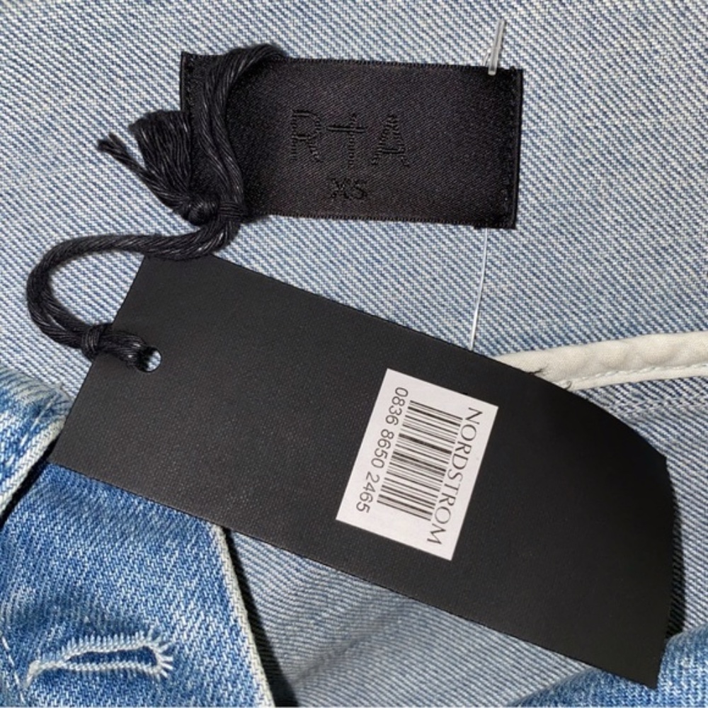 (135) NEW RtA Rebecca One Shoulder Denim Jacket Natural Blue XS - Picture 16 of 17
